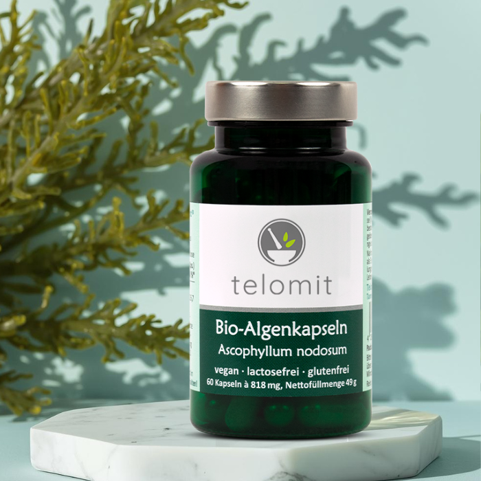 telomit Bio-Algenkapseln Ascophyllum nodosum — vegan, lactosefrei, glutenfrei, nach Dr. Probst, Qualität made in Germany